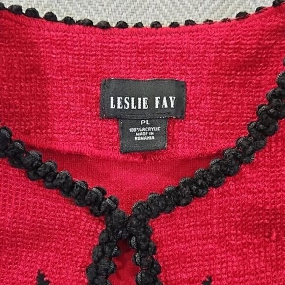 Leslie Fay Sweater Women's PL Red Knit Cropped Cardigan Embroidered EUC - Picture 7 of 12